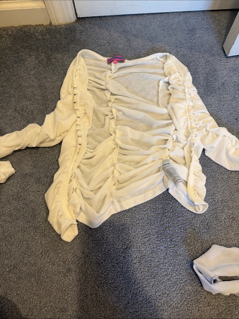 Edikted Cream Sheer Ruched Open Cardigan with Side Buttons